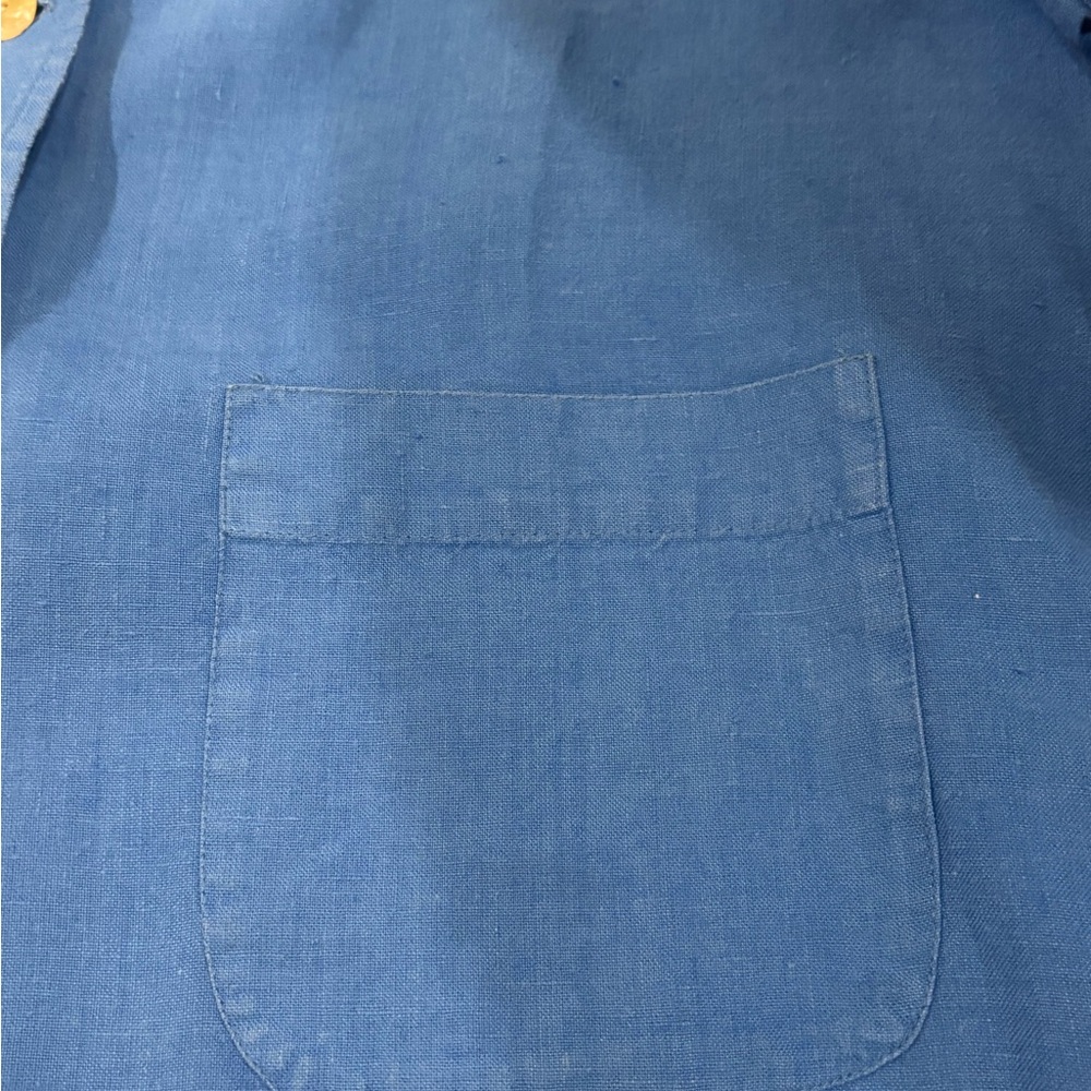 FLAX Blue Linen Button Up - Picture 4 of 8